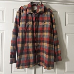 L.L. Bean Mens 2XL Flannel Plaid Traditional Fit 100% Cotton Heavyweight Shirt
